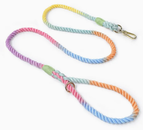 Pastel Rainbow Rope Dog Leash
